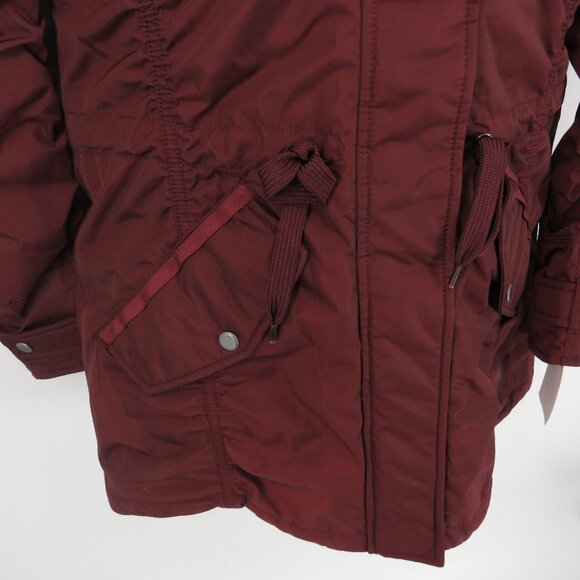 Marc New York Womens Burgundy Hooded Coat W/ Faux Fur Collar XS NWT $150 - Picture 3 of 7